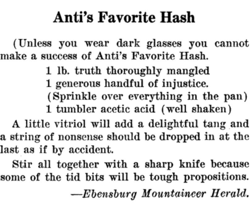 Fig. 6. “Anti’s Favorite Hash,” Kleber, 56.