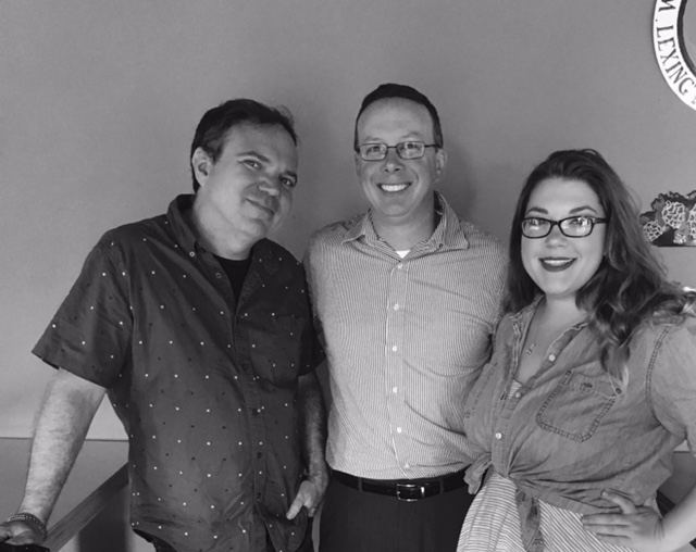 Russell Carpenter, Scott Whiddon, and Courtnie Morin, authors, pose briefly for a photo.