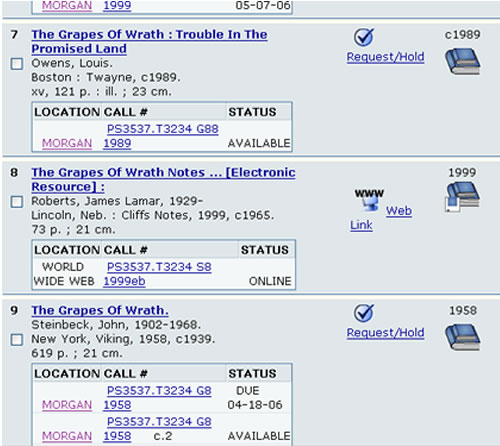Screen shot of SAGE title search