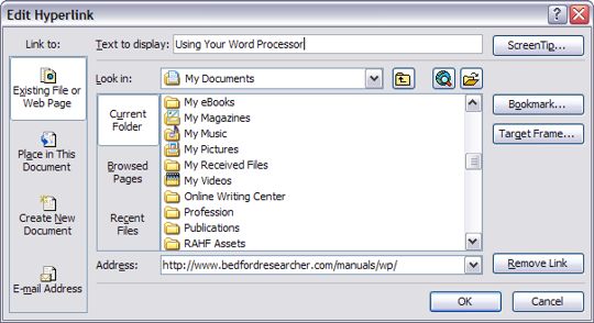 Edit Link Dialog