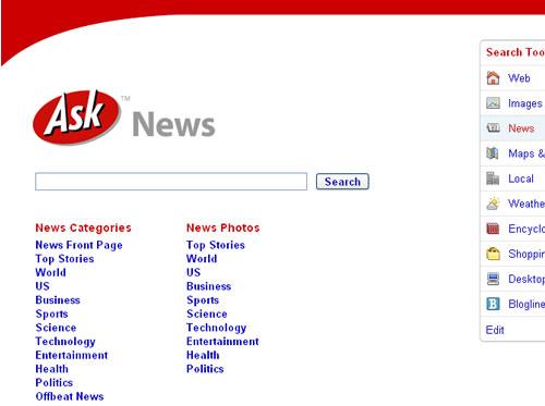 Screen shot of Ask.com