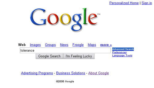 Screen shot of Google simple search
