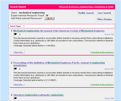 Screen shot of Infomine Website