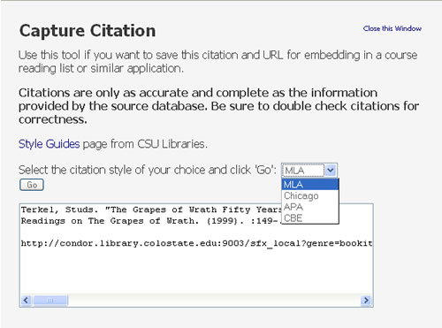 Screen shot of MLA International Bibliography