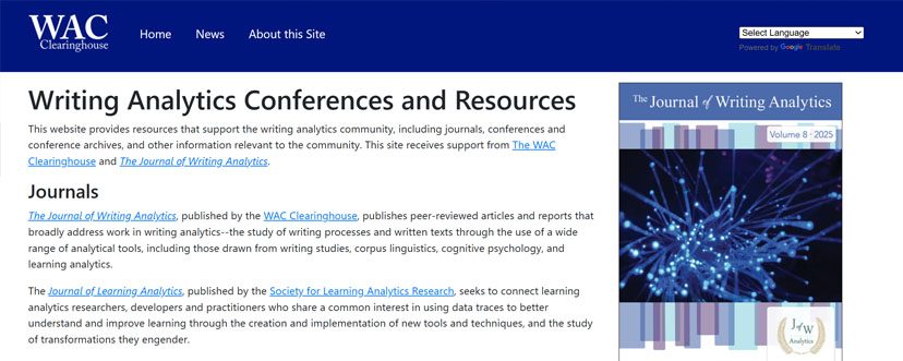 Screenshot - Writing Analytics Conferences and Resources